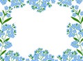 Forget me nots flower postcard frame spring botanical illustration